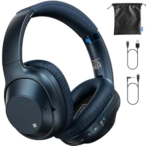 Bluetooth 5.2 Hybrid Active Noise Cancelling Headphones for Airplane Travel, 90H Playtime Wired and Wireless Over Ear ANC Headset for Adults, Android, Home Office