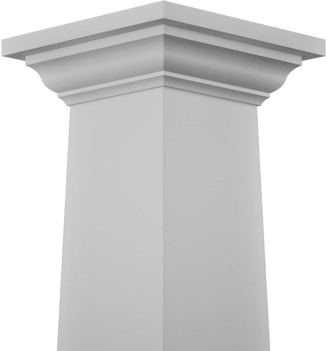 Ekena Millwork 10" Bottom Width to 6" Top Width x 4'H Premium Square Tapered Smooth PVC Endura-Craft Column Wrap Kit, Crown Capital & Base