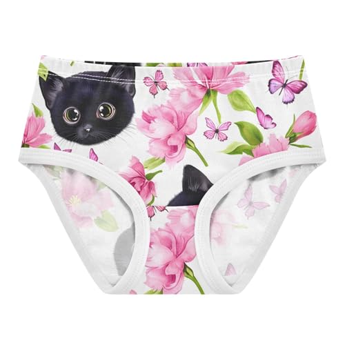 Cute Black Kittens Pink Floral Girls Underwear Toddler 2t Cotton Panties Little Girl Pattern Briefs Undies Kids