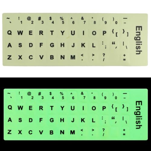 2 Piezas Pegatinas de Teclado en Inglés Brillan en la Oscuridad miniatura 3