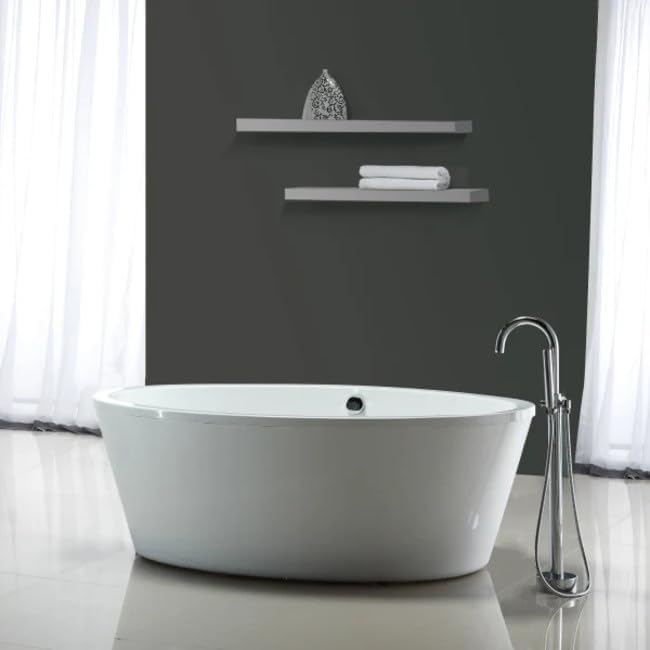67'' Gloss White Acrylic Freestanding Soaking Bathtub
