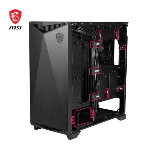 Image of MSI MPG GUNGNIR 300R Airflow Mid-Tower PC Case - E-ATX Capacity, 4 x 120 mm ARGB Fans with Hub Controller, Vertical GPU Support & Stand, Dust Filters, Cable Routing, USB Type-C (20Gbps)