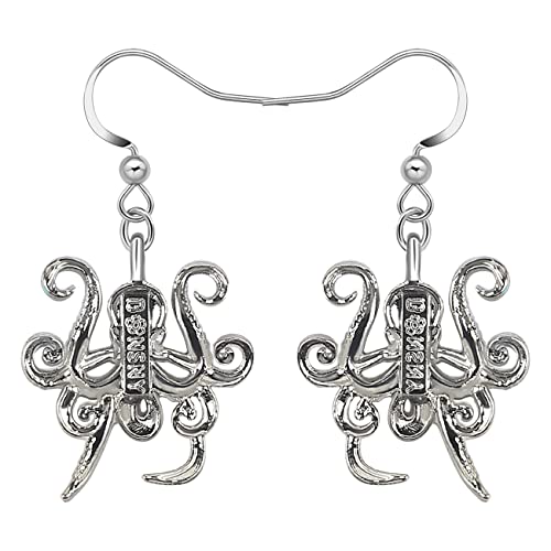 Lonyoo Enamel Ocean Animals Shark Earrings Dangle Zinc Alloy Octopus Jellyfish Earrings For Women Girls Summer Charms (Octopus Multi) #TOP4