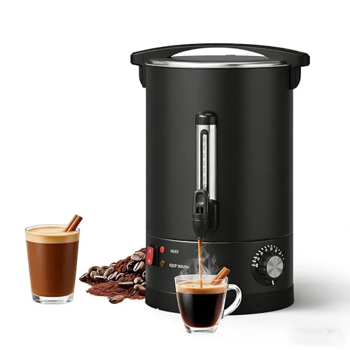 Image of 120-Cup Coffee Urn, 18L / 4.8Gal Double Wall Insulation Coffee Dispenser, Stainless Steel Large Hot Beverage Dispenser with Automatic Temperature Control & Faucet Commercial Coffee Urn, Black