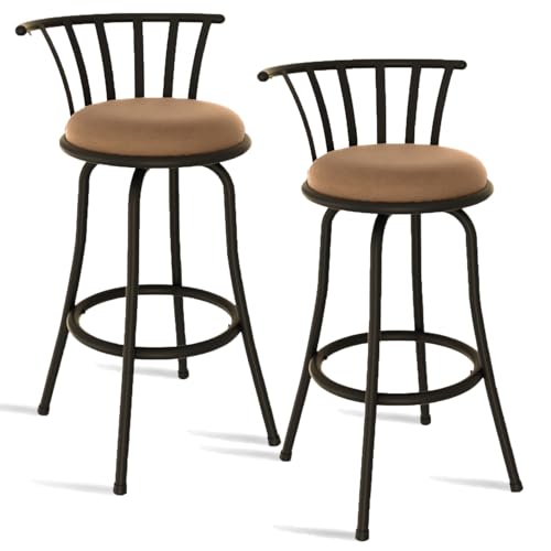 El Mejor Listado de Sillas para Barra - los preferidos. 47 ARREDAMENTI Juego 2 Taburetes Bar Industriales Metal Vintage, Asiento Giratorio 360 Grados, Altura 95 CM