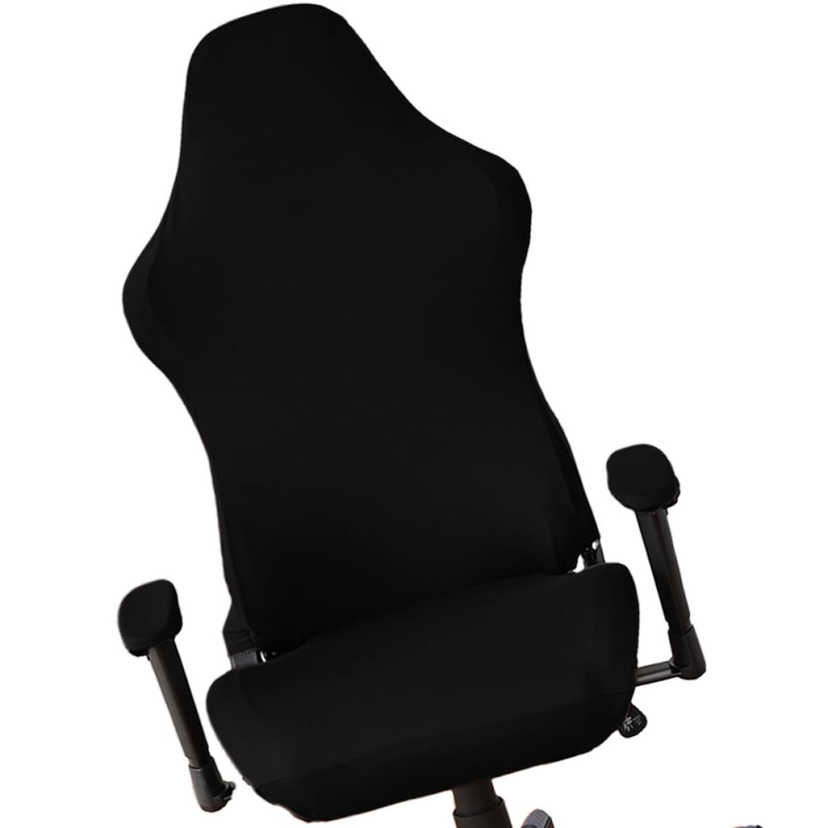 Funda para sillas de gaming elástica de poliéster negra y cómoda