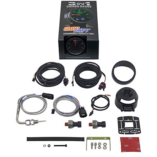 GlowShift 3in1 Analog 60 PSI Boost Gauge Kit with Digital 2200 F Pyrometer Exhaust Gas Temperature EGT & 150 PSI Pressure Readings - 10 Selectable LED Colors - Black Dial - Clear Lens - 2-3/8" 60mm - Image 10