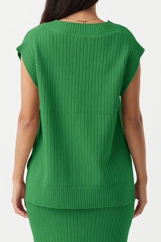 Image of Saodimallsu Womens V Neck Sweater Vest Oversized Ribbed Knit Sleeveless Casual Loose Fit Pullover Tank Top