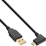 Kabelfarbe: schwarz InLine 31720T Micro-USB 2.0 Kabel, USB-A Stecker an Micro-B Stecker gewinkelt, vergoldete Kontakte, 2m