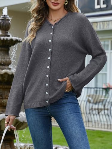 Image of UNCLECAT Womens Button Up Cardigan Sweaters | Fall Winter Everyday, Long Sleeve, Office Lightweight Knit, Open Front, Crew Neck, Soft Cozy, Loose Fit, 2026 Trendy
