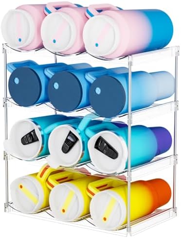 Yieach 4 Tier Stackable Water Bottle Organizer for Kitchen Cabine...