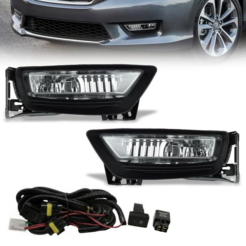 Fog Lights Compatible with Honda Accord 2013 2014 2015 4-door Sedan with H8 12V 55W Halogen Bulbs (Clear Lens)