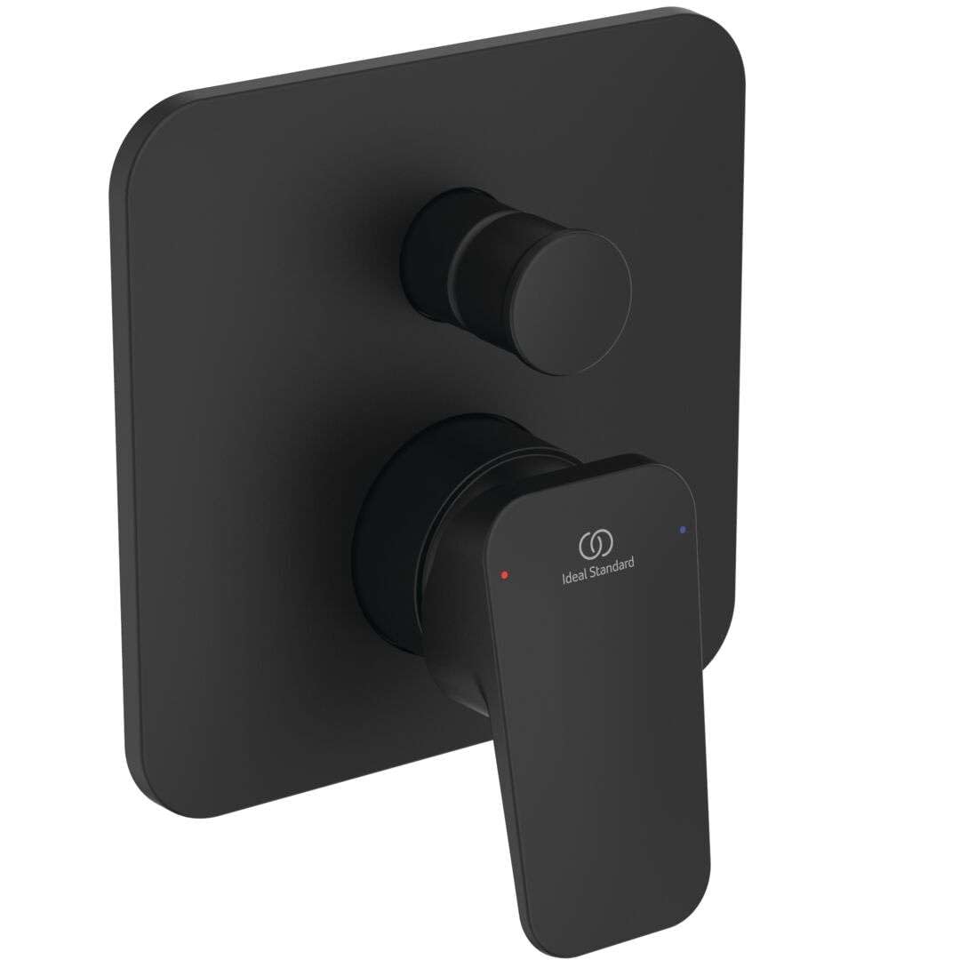Ideal Standard - Ceraplan, Miscelatore monocomando ad incasso completo per doccia, Due vie, Nero seta