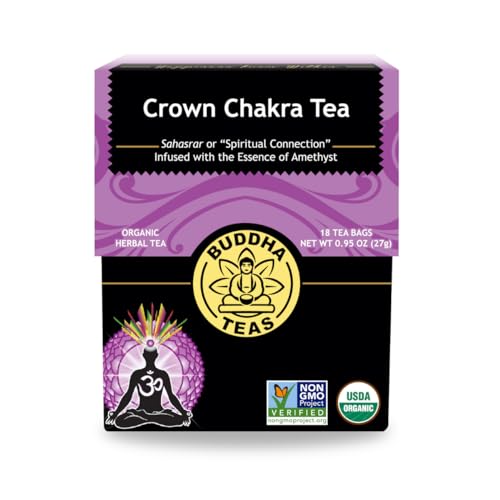 Buddha Teas - Crown Chakra Tea - Organic Herbal Tea - For Spiritual Connection - With Lavender, Gotu Kola Leaf, Rose Petal & Amethyst Essence - 100% Kosher & Non-GMO - 18 Tea Bags (Pack of 1)