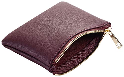 Chelmon Vegan Leather Coin Purse Pouch Change Purse With Zipper For Men Women (Red Wine) #TOP2