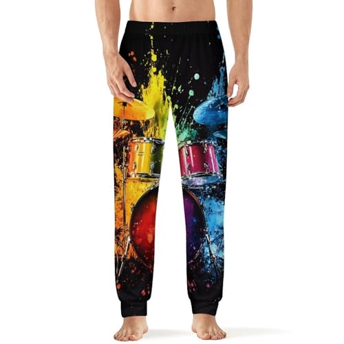 Colorful Drum Mens Pajama Pants Soft Lounge Pants Pj Bottoms with Pockets