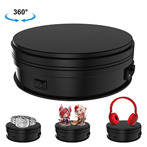 Présentoir rotatif, plaque tournante d'affichage électrique pour des produits des 360 degrés, décoration à la maison, rotation dans le sens des aiguilles d'une montre ou antihoraire, Dia 15CM - noir