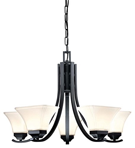 Minka Lavery Chandelier Pendant Lighting 1815-66, Agilis Glass 1 Tier Dining Room, 5 Light, 500 Watts, Black