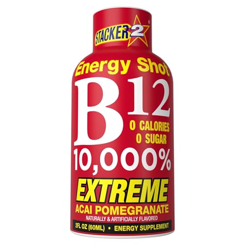 Stacker 2 Vitamin B Complex B12 B6 B3 Liquid Energy Shots - Vegansafe & Vegan Cyanocobalamin 10 000% DRV - B-6 Pyridoxine 40mg - B3 Niacinamide (Niacin) 20mg - BASED BOX Bundle Pack (2oz Pack of 24)