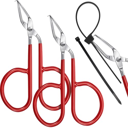 Lasnten 2 Pcs Cable Zip Tie Remover Opener Release Tool, Stainless Steel Pliers to Make Wide Zip Tie Reusable, Pocket Size with Storage Box (Red)