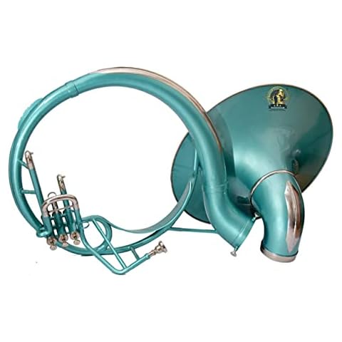 SOUND SAGA® Sousaphone 22" Size Handmade BB Pitch Premium Brass Quality Including Mouthpiece & Carry Case (TURQUOISE) Cover