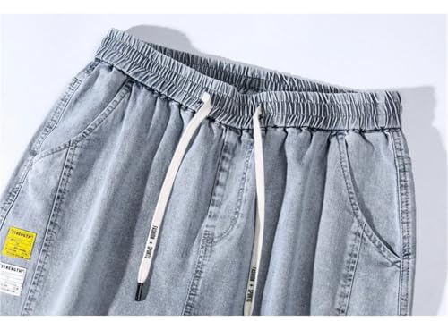 Men Cargo Streetwear Jogger Hip Hop Cotton Trousers Blue Oversized Harem Denim Jeans Gray XL2