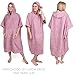 CalmyBEACH Frottee Badeponcho Damen Herren - Strandponcho 100% Baumwolle Surf Poncho Erwachsene Handtuch Kapuze Bade Surfponcho Bademantel (Altrose, S/M)