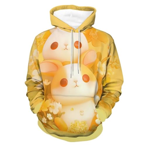 Sweat à capuche lapin fleur pour homme et femme taille S