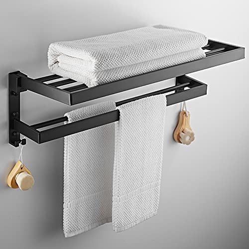 JRMM Estanteria Ducha Negra con Doble Barra de Toalla Cover