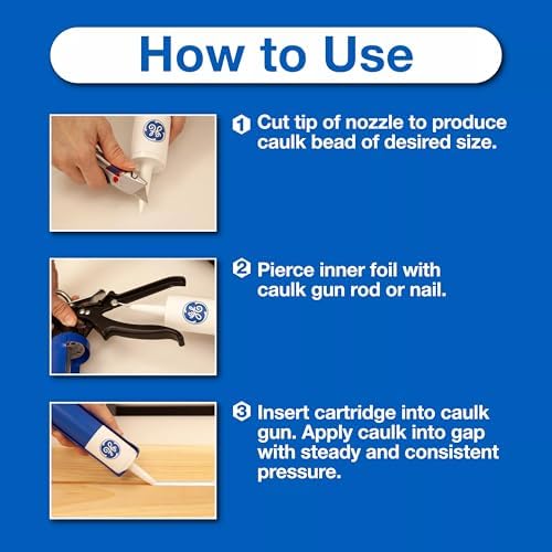 GE Advanced Silicone Kitchen & Bath Sealant, White, 298 ml Cartridge, Pack of 1 - 2