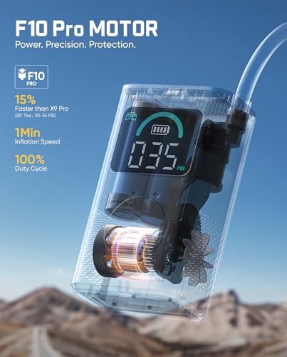Image of Fanttik X10 Pro Portable Tire Inflator for Compact Car, 35s Fast Inflation Air Compressor with Digital Pressure Gauge and Powerful Battery, 150PSI Cordless Air Pump for Cars, Motorcycles, Bikes, Balls