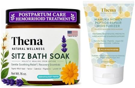 Organic Sitz Bath Soak and Manuka Honey Peptide Moisturizer Bundle