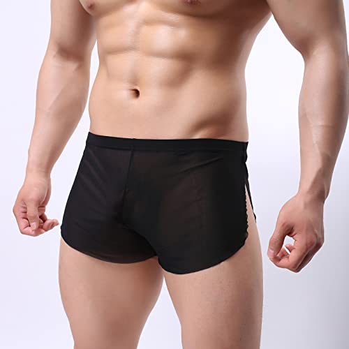 Evankin Men's Sexy Boxer Briefs Ultra-Thin Mesh Underwear Breathable Low Rise Arrow Short Pants3