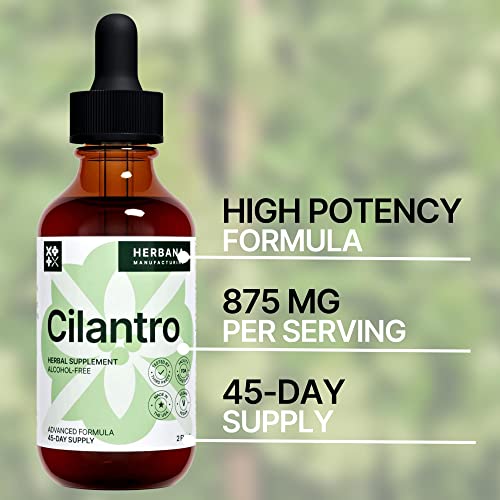 Organic Cilantro Leaf Liquid Extract - Coriandrum Sativum Drops For Body Cleansing & Detox - Natural Calming Herbal Tincture Supplement (2 Fl Oz) #TOP2