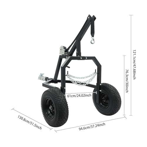 NOLANTI Remolque para Troncos, Capacidad de Carga 2000 lbs, Para Troncos hasta 24 pulgadas de Diámetro, Construcción de Acero y Hierro con Neumáticos de 16'', Remolque para Silvicultura y Construcción (Negro) miniatura 4