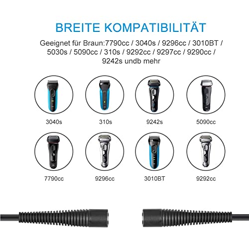 Ladekabel Netzeil Kompatibel mit Braun Rasierer Series 9 8 7 6 5 3 1, 3000S, 3040S, 390CC, 5190CC, 790CC, 760CC, 7865CC, Beard und Head Cruzer Elektrische Shaver Ladegerät 12V 0,4A Rasiererkabel - Image 6
