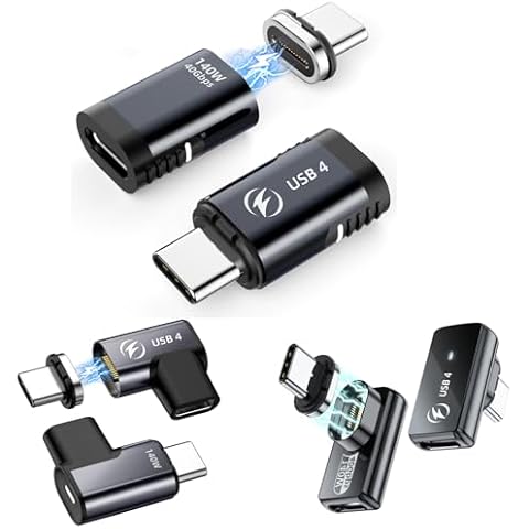 HanCenDa 140W Magnetic USB C Adapter 8Pack, 180 Degree USB C Magnetic Adapter 40Gbps Magnetic Adapter Support 8K@60Hz Video Display for Thunderboard 4/3 MacBook Pro/Air and More Type C Devices Cover