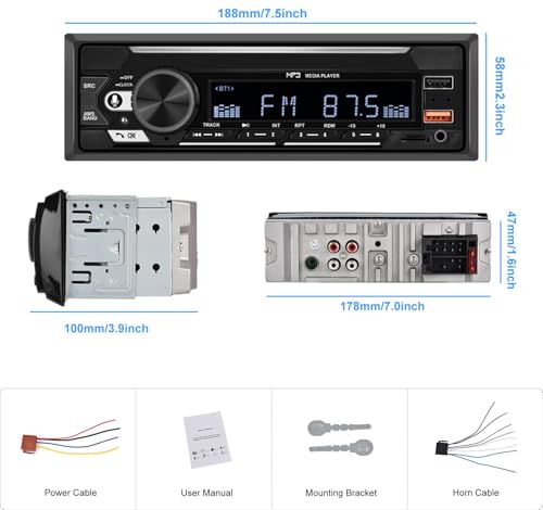 Estéreo para Auto Bluetooth Single Din Radio Audio 7 Color LED miniatura 6