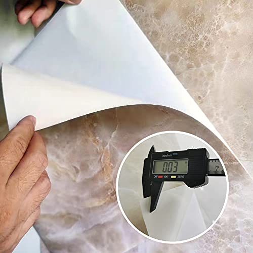 auxua Peel and Stick Tile Beige Marble Vinyl Flooring 12"x12" Durable Waterproof Non-Slip Granite Vinyl Tiles Self Adhesive Removable for Kitchen Living Room Bedroom Bathroom 12Pcs