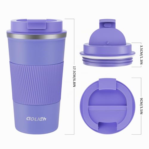 Aolieh Thermobecher 510 ml, Kaffeebecher to Go aus Edelstahl mit auslaufsicherem Deckel… – Ansicht 5