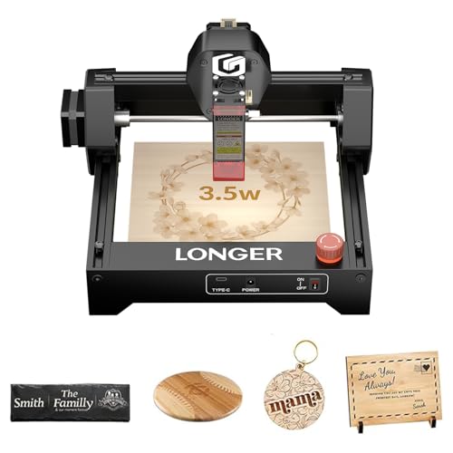 LONGER RAY5 Mini 3.5W Laser Gravurmaschine & Schneider, WiFi, Not-Aus, für Holz/Acryl/Leder, 140x130mm Gravurbereich