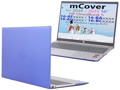 mCover Case ONLY Compatible for 16” 2024+ HP OmniBook 5 16-AF / 16-AG / 16-BAxxxx / 16-BCxxxx and Pavilion 16-AF / 16-AG0000 Series Windows AI Notebook PC (NOT Fitting Other HP Models)- Blue