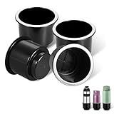 dawfall 4 PCS Car Embedded Cup Holder, 4.3' x 3.6' x 3.3' ABS Waterproof Smooth Cup Holder Insert, Stable Anti-Shaking Drink Holder Accessory, Universal for Car Yachts Sofas Tables (Black & Silver)