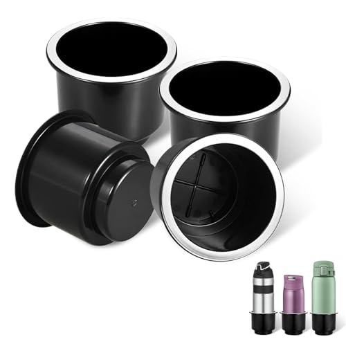 JUNENTER 4�� �ԗp���ߍ��݃J�b�v�z���_�[ 4.3�C���` x 3.6�C���` x 3.3�C���` ABS�h���X���[�Y�J�b�v�z���_�[�C���T�[�g ���肵���h��h�~�h�����N�z���_�[�A�N�Z�T���[ �ԁA���b�g�A�\�t�@�A�e�[�u���Ȃǂɔėp (�u���b�N&�V���o�[)