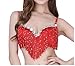Women's Sequin Fringe Push Up Bra Top Sparkly Tassel Crop Top Belly Dance Performance Costume