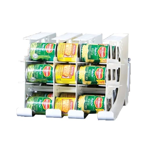 FIFO Countertop 10 to 15 Ounce Can Size Capacity Canned Goods Organizer for Kitchen Cupboard, Pantry, and Cabinet Food Storage, USA Made, White