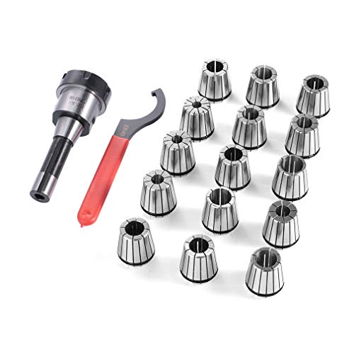 Homgrace 15 Pcs Collet Set R8 Shank ER40 Collet Chuck Holder Spring Collet Set for CNC Engraving Machine & Milling Lathe Tool (15 pieces grey-black)