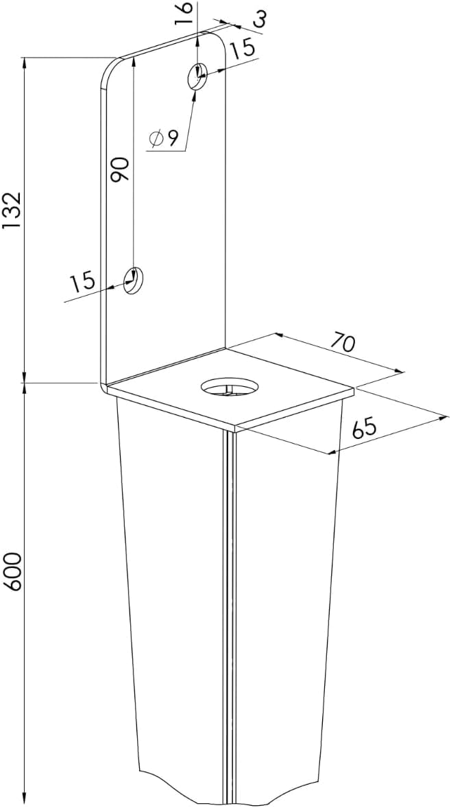 TRIBECCO 16 soportes universales para postes, para clavar, L, galvanizados en caliente, manguito de impacto, acero plateado (16, 70 x 700)