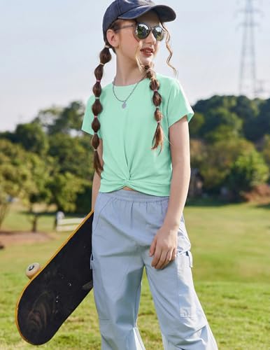Image of Arshiner Girls Clothing Sets Twist Front Top and Shorts 2 Piece Outfits Activewear Tracksuit 5-14 Year