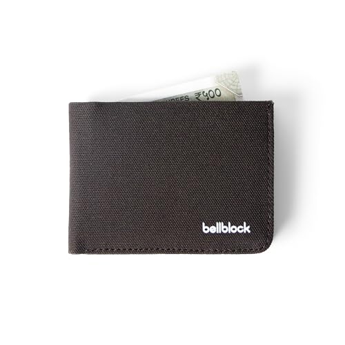 Image of Bellblock Slim Sleeve Canvas Wallet for Men /Women | Minimal Handcrafted Bifold Wallet | with Sim, Mobile Pin & Hidden Extra Card Slots | Mocha Black